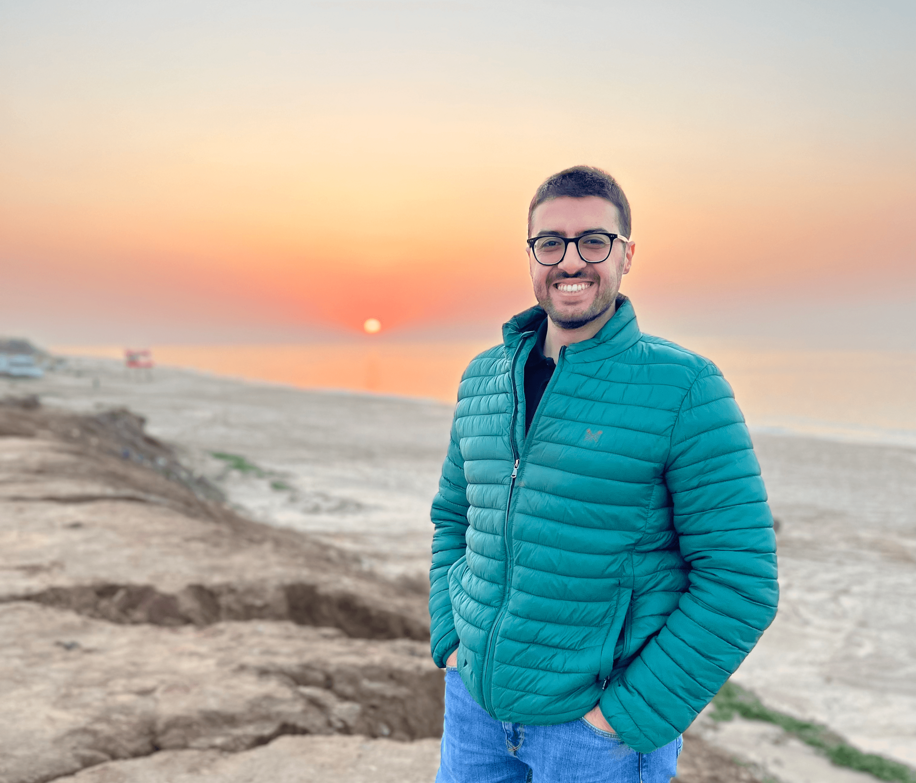 Dr Maisara Alrayyes at the Gaza beach.